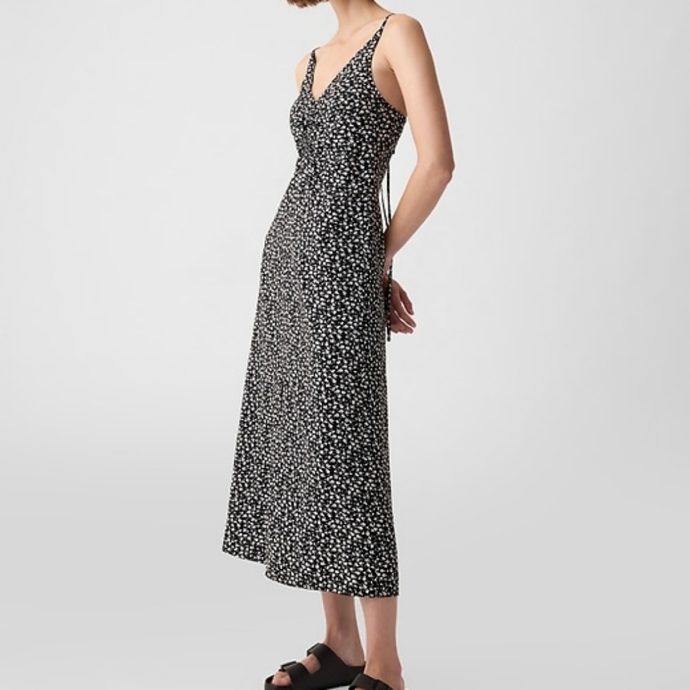 GAP Ruched Slip Midi Dress L Large